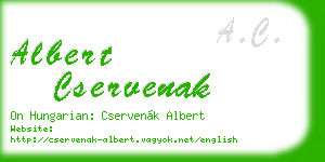 albert cservenak business card